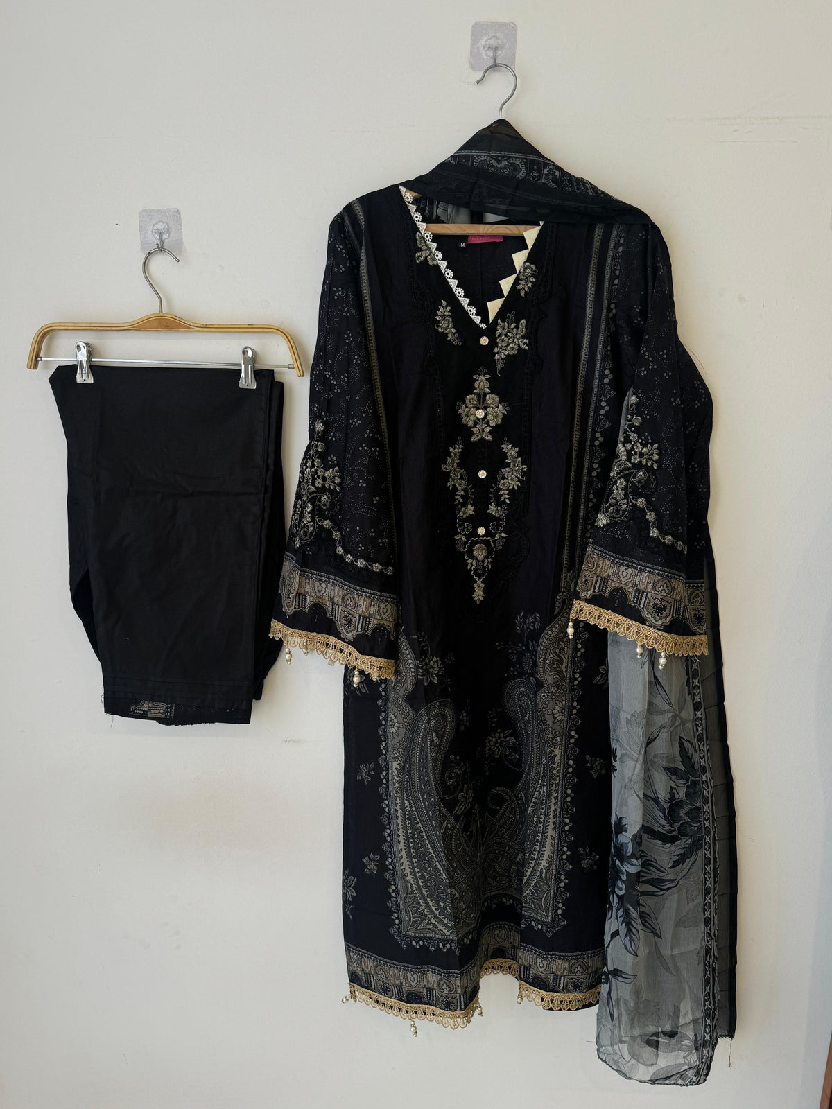 Black Printed Pakistani Cotton Suit