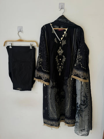 Black Printed Pakistani Cotton Suit