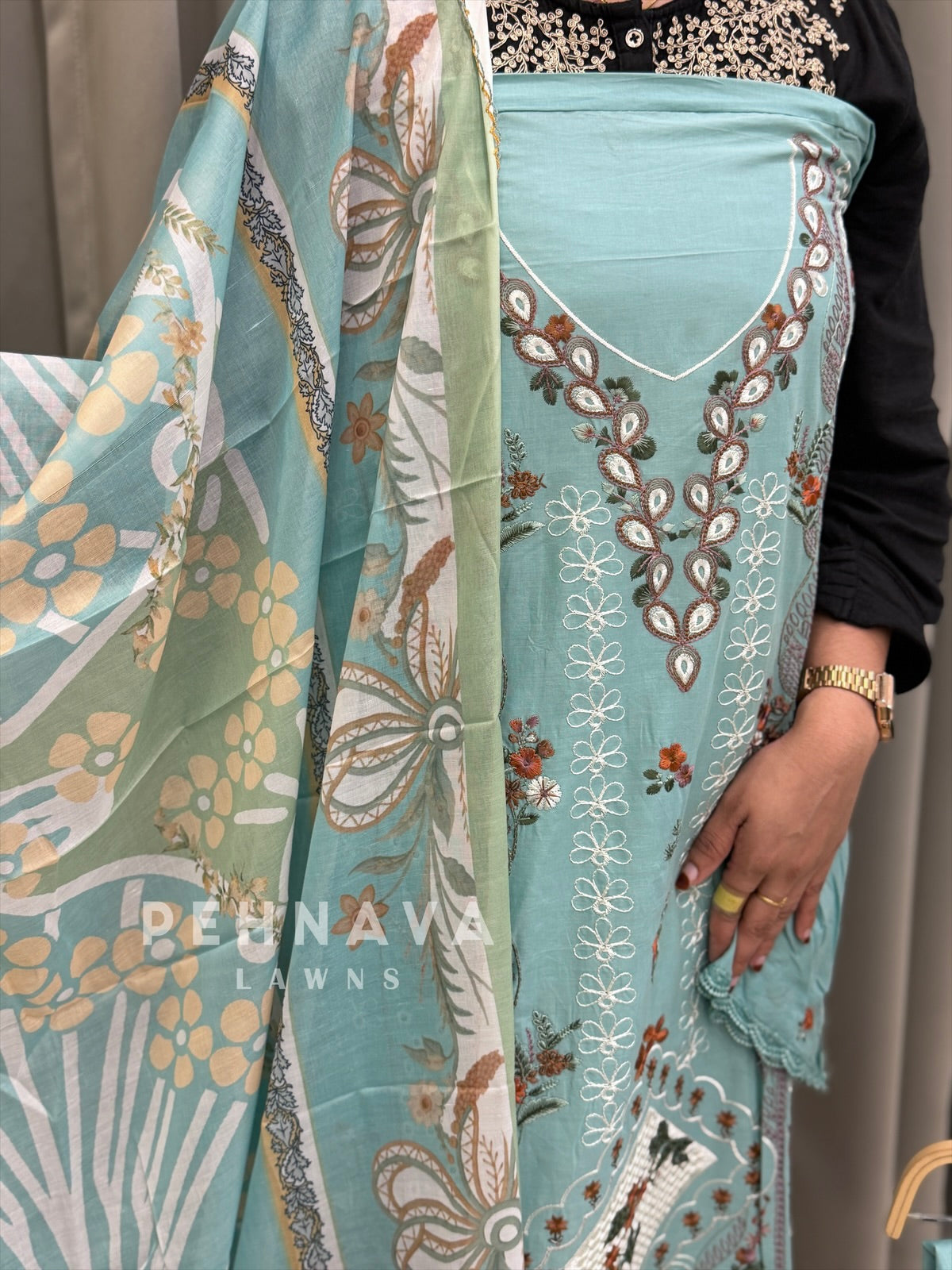 Embroidered Semi Stitched Suit-3909