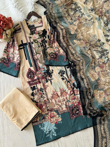 Solitaire printed offwhite suit 2172 - Pehnava Lawns