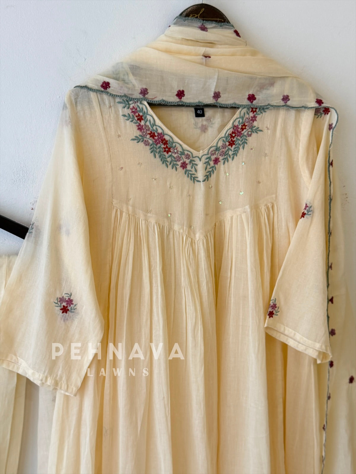 Thread Embroidered Cotton Suit Set-B275
