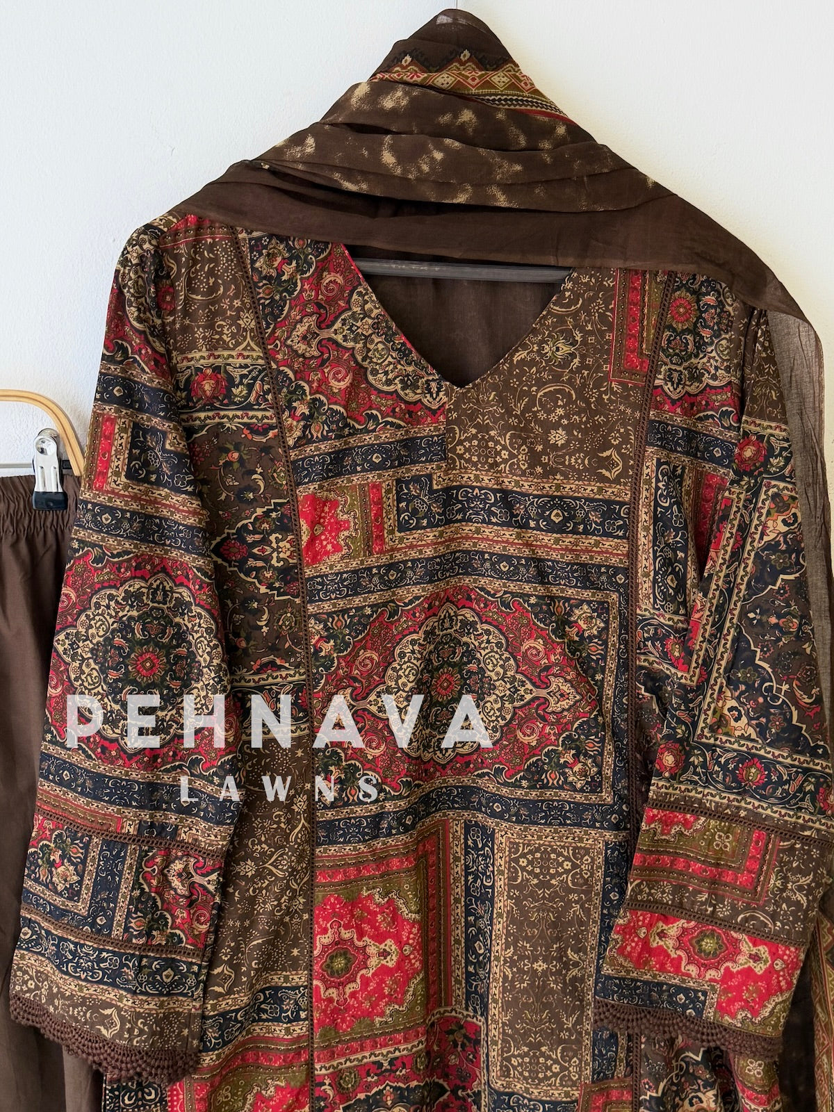 Ajrak Printed Three Piece Set