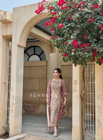 Pure muslin with detailings  and muslin Dupatta-122