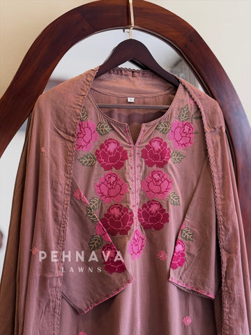 Floral Embroidered Cotton Suit