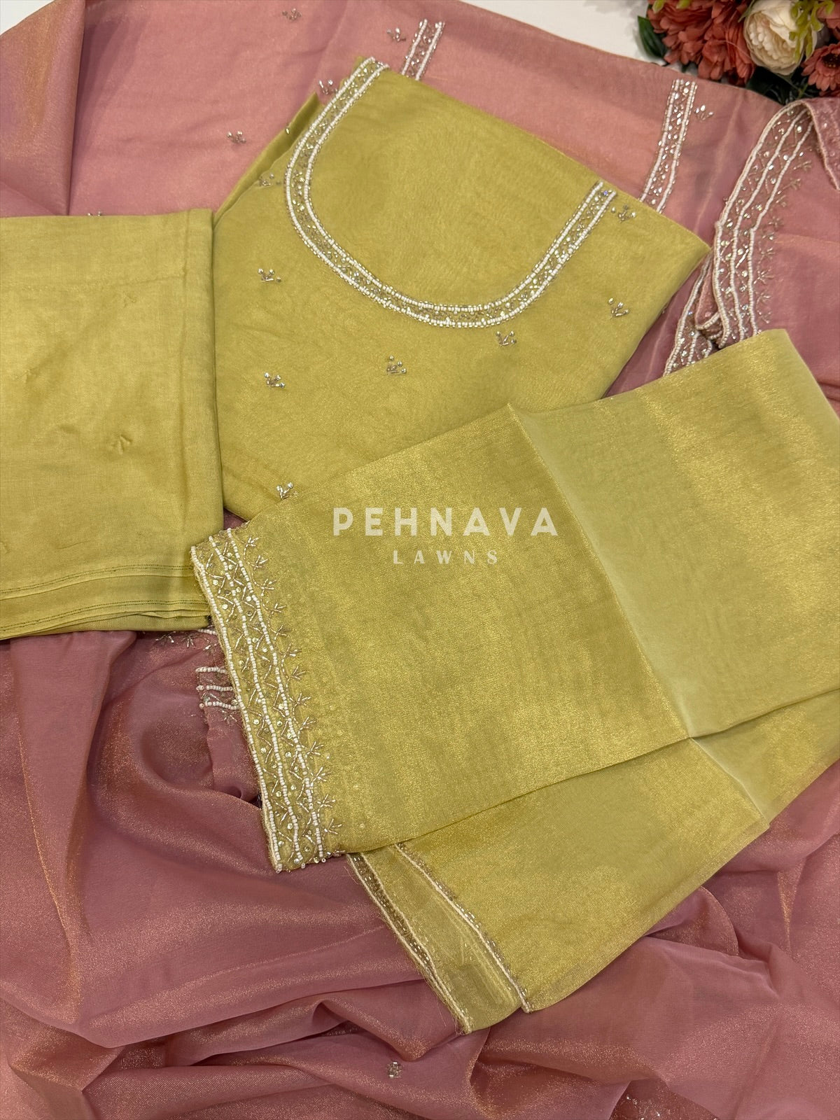 Tissue Handworked Unstitched Suit-314