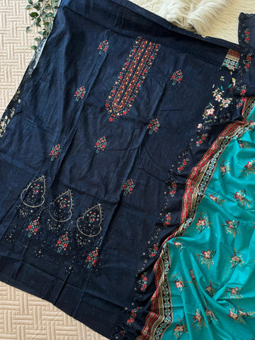 Fully embroidered Cotton suit Ft. Embroidered Dupatta-1266