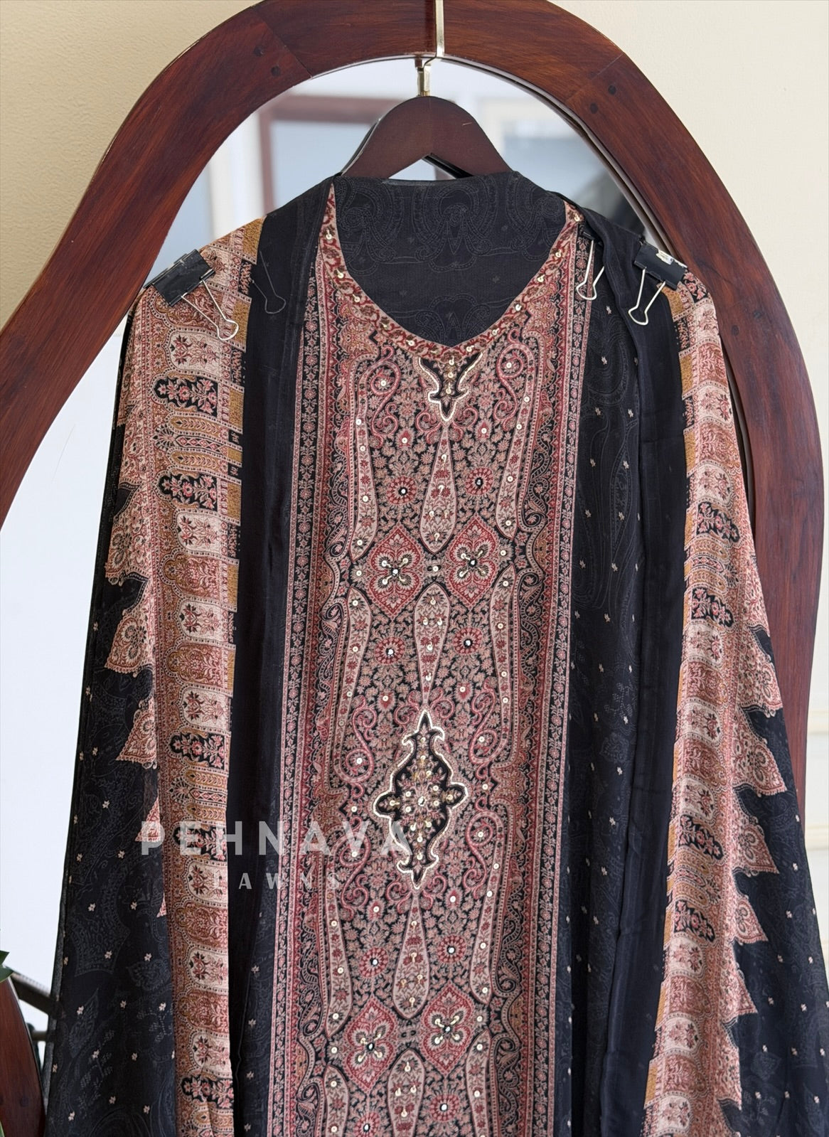 Paisley Printed Chiffon Unstitched Suit No.25
