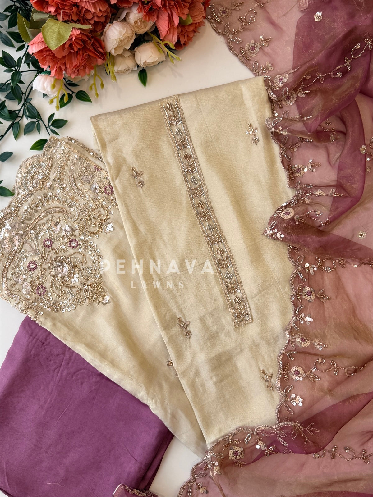 Tissue Handworked Unstitched Suit BDF96