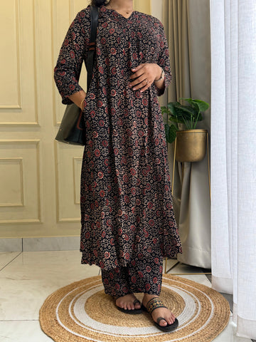 Ajrak Printed 2piece Coord set-Black