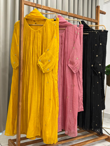 Mulchandheri Pleated A-line suit with embroidery