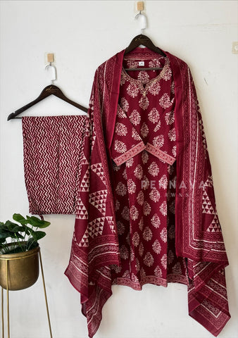 Intricate Block-Printed Cotton Suit Set
