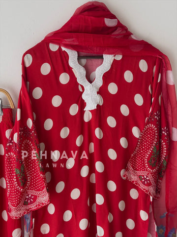 Rayon Polka Dot Printed Suit LRC 354