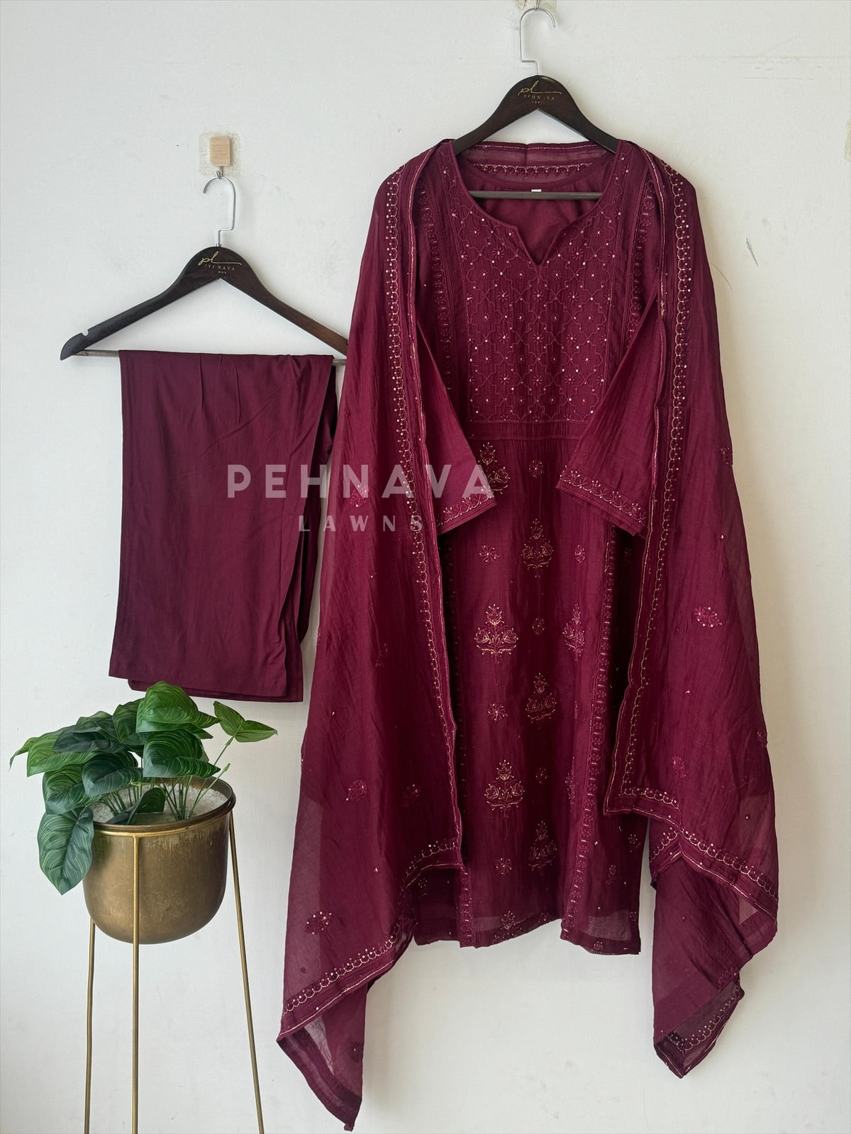 Premium Chanderi Handworked Ensemble-No.8 - Pehnava Lawns