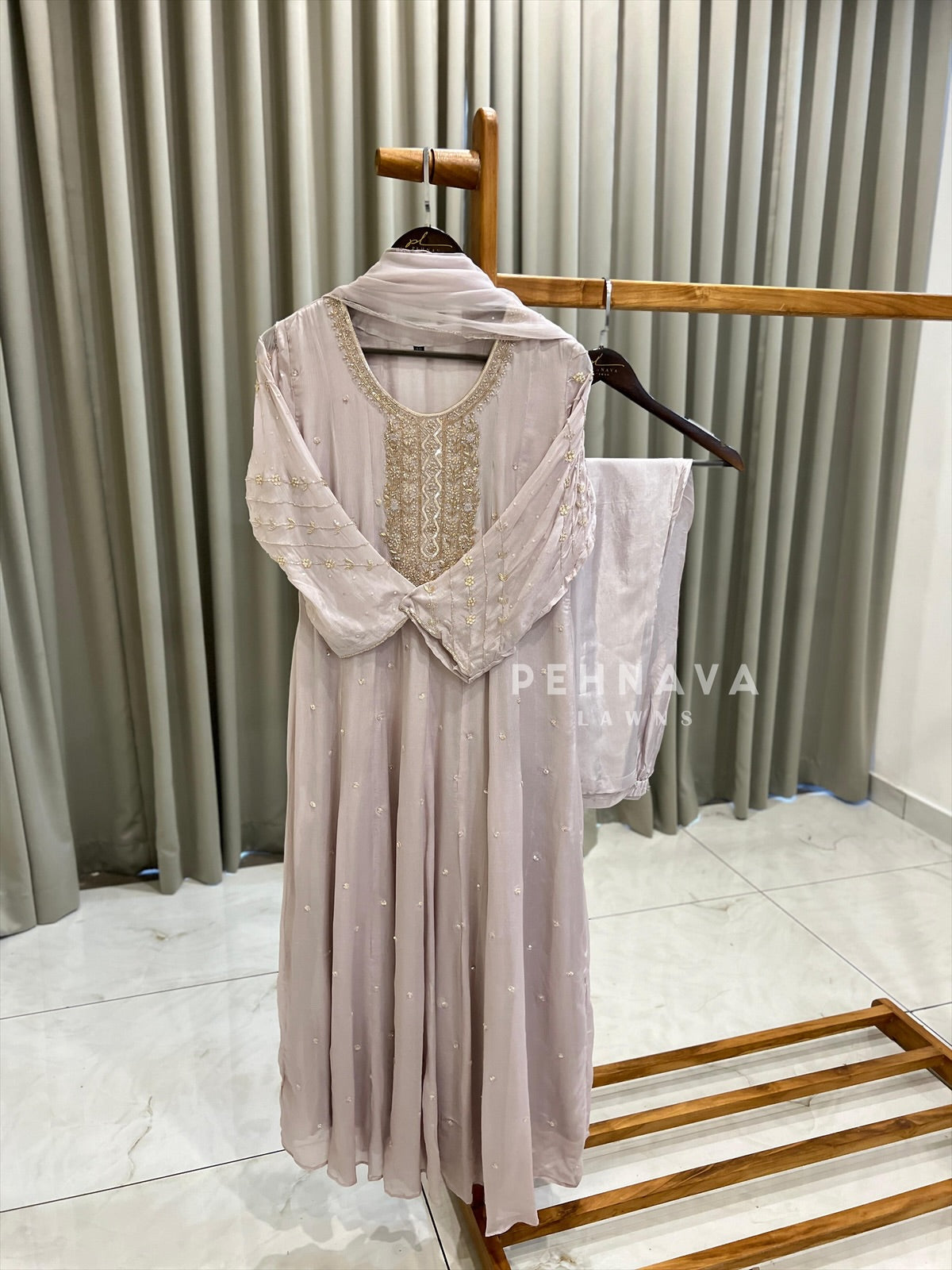 Beaded Neck Detail Suit - Pehnava Lawns