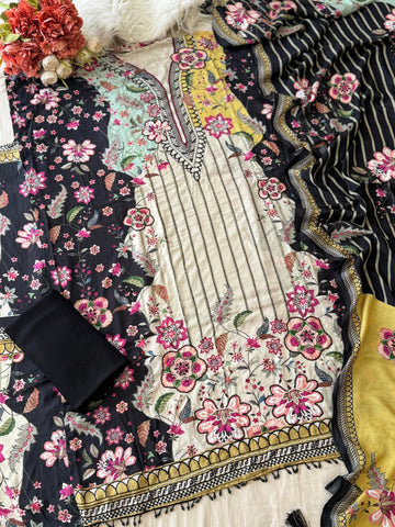 Premium Floral Printed Muslin Suit-275A