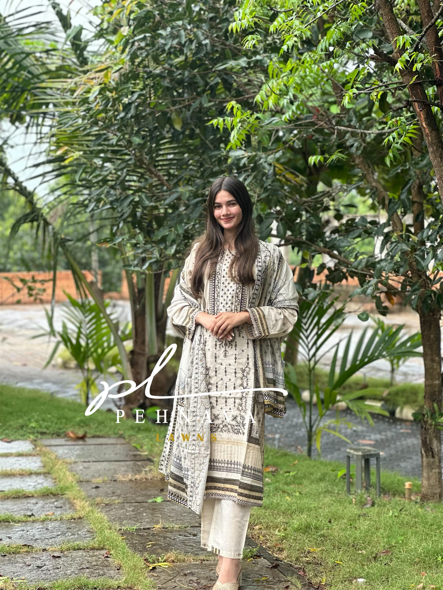 Cotton fully embroidered suit-3536