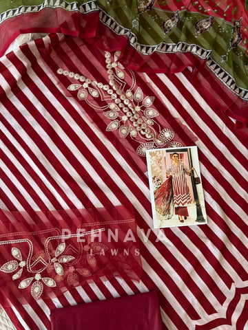 Signature Embroidered Unstitched Suit-1364