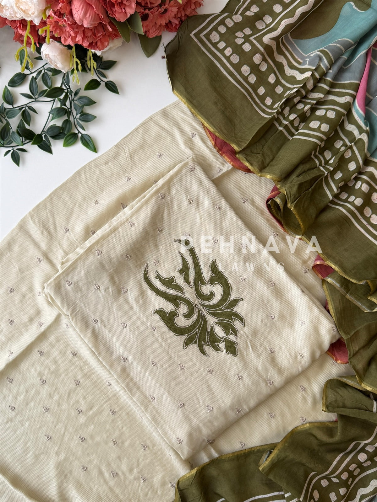 Cotacheck Embroidered Unstitched Suit-4070 - Pehnava Lawns