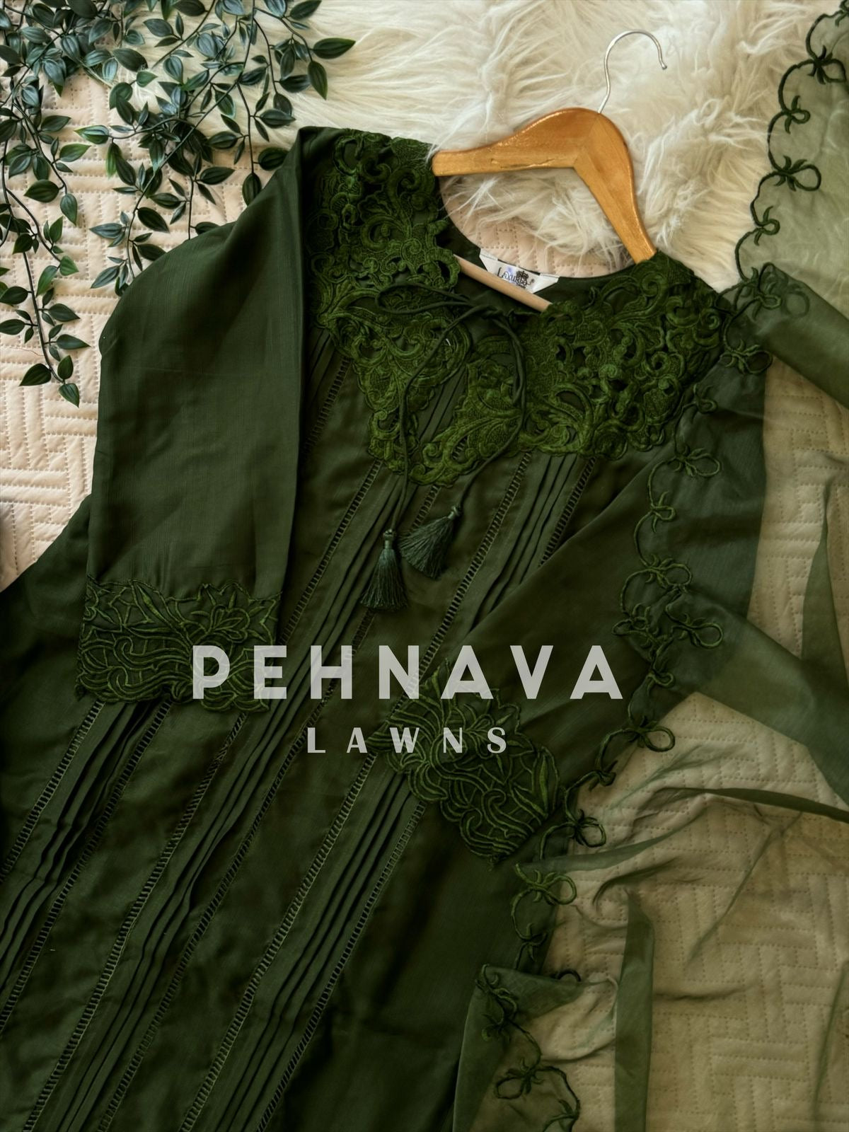 Designer Tunic Dress with embroidered organza Dupatta