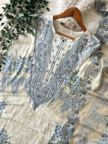 Printed Pakistani Cotton Suit Ft.Neckline Embroidery-8