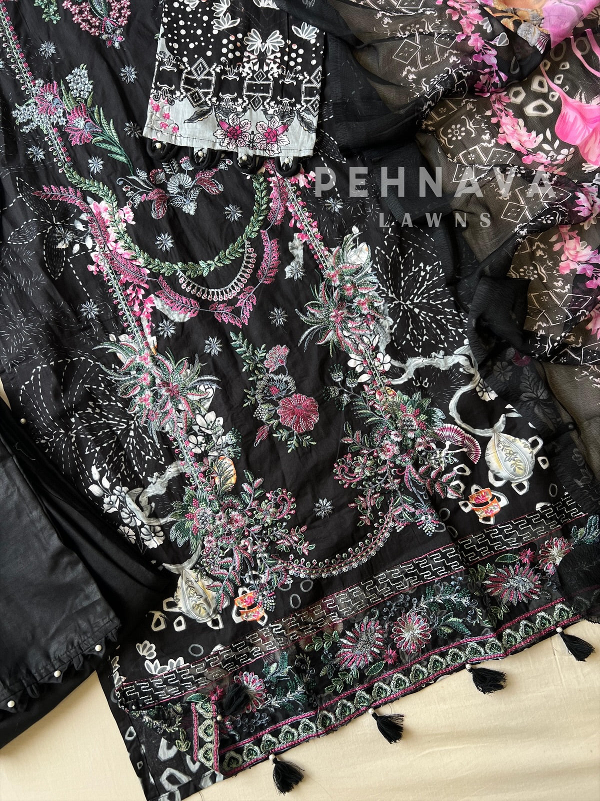 Floral Embroidered Cotton Suit -4110