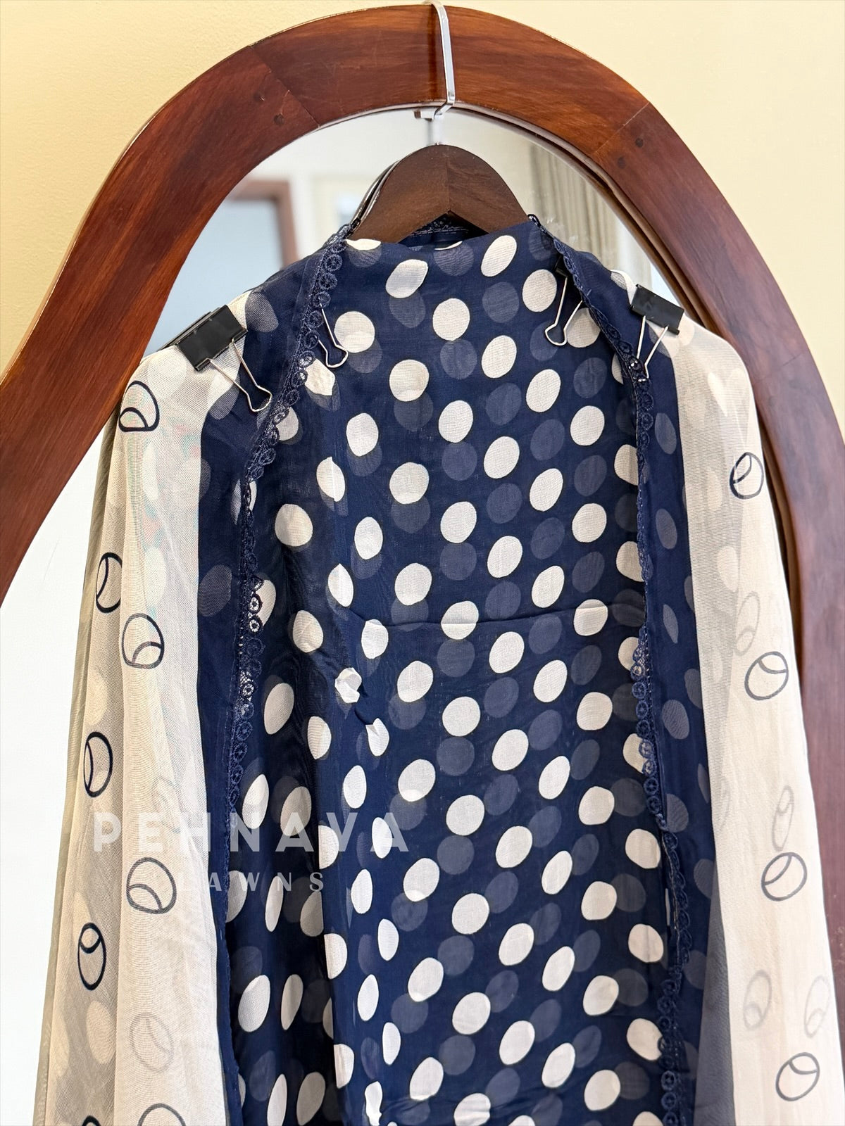 Polka Dot Unstitched Suit-3584