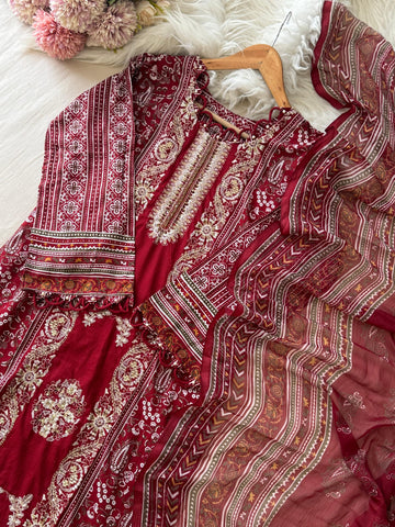 New Blue&Red Pakistani Suit