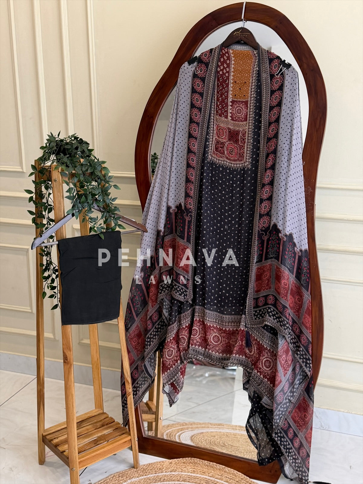 Ajrak Yoke Unstitched Suit