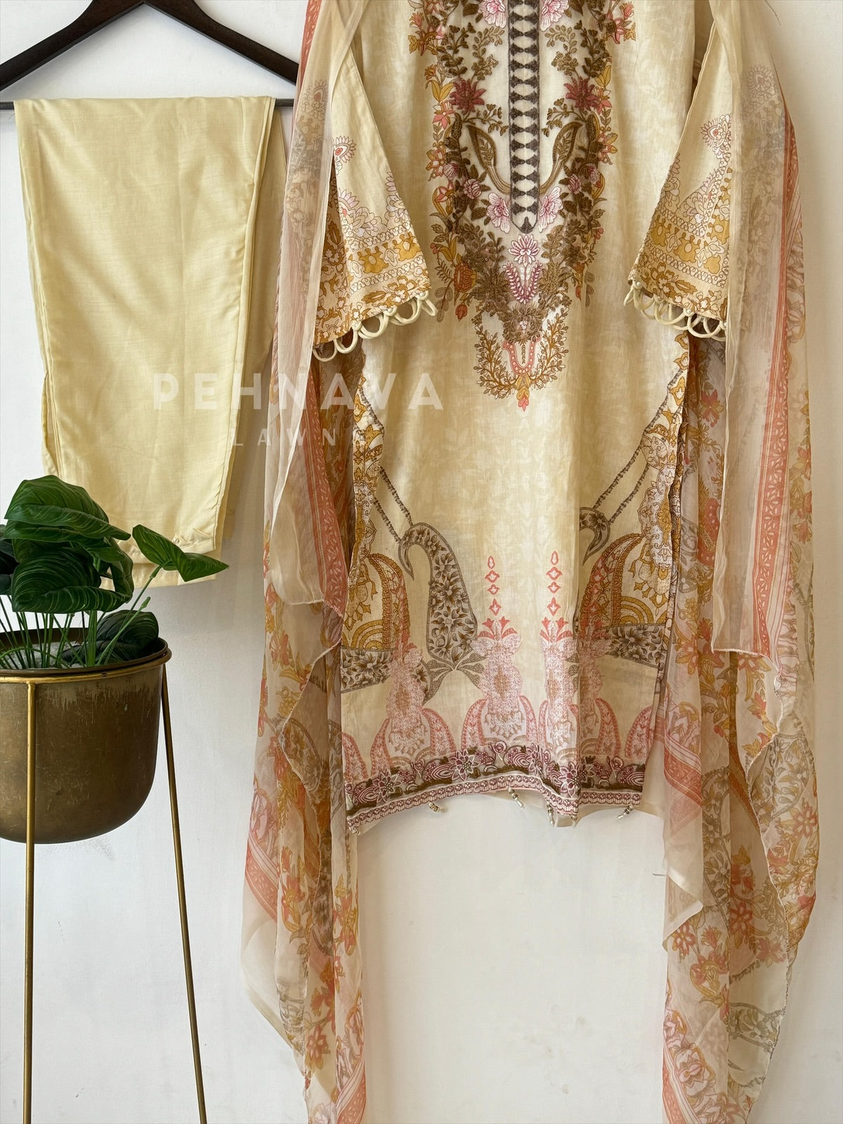 Embroidery Printed Suit Set-1518