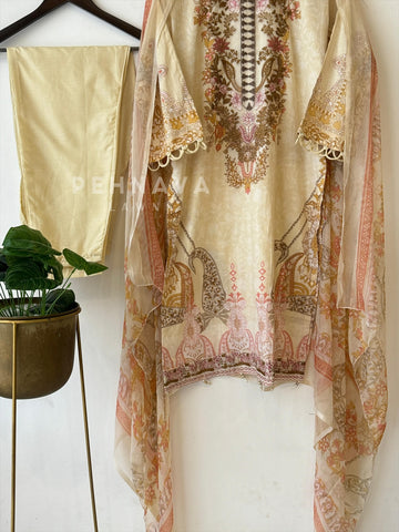 Embroidery Printed Suit Set-1518