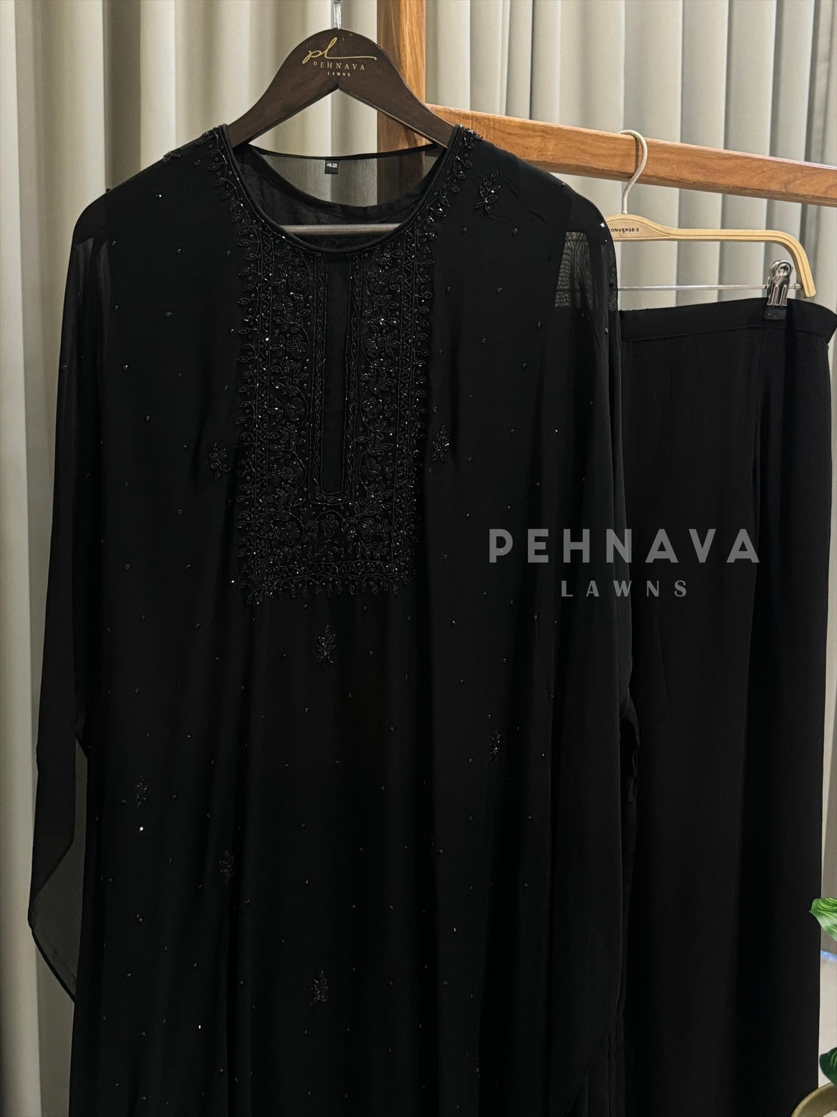 Premium  Chiffon Handwork Suit With Bottom No.10 - Pehnava Lawns
