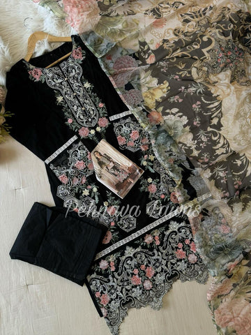 Black Casual Wear Cotton Suit-3771