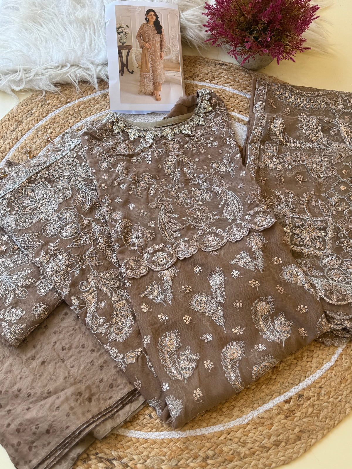 Pure chiffon semi stitched suit-n7