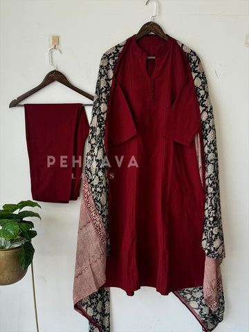 Front Panel Kurta Set with Dupatta-12560 - Pehnava Lawns