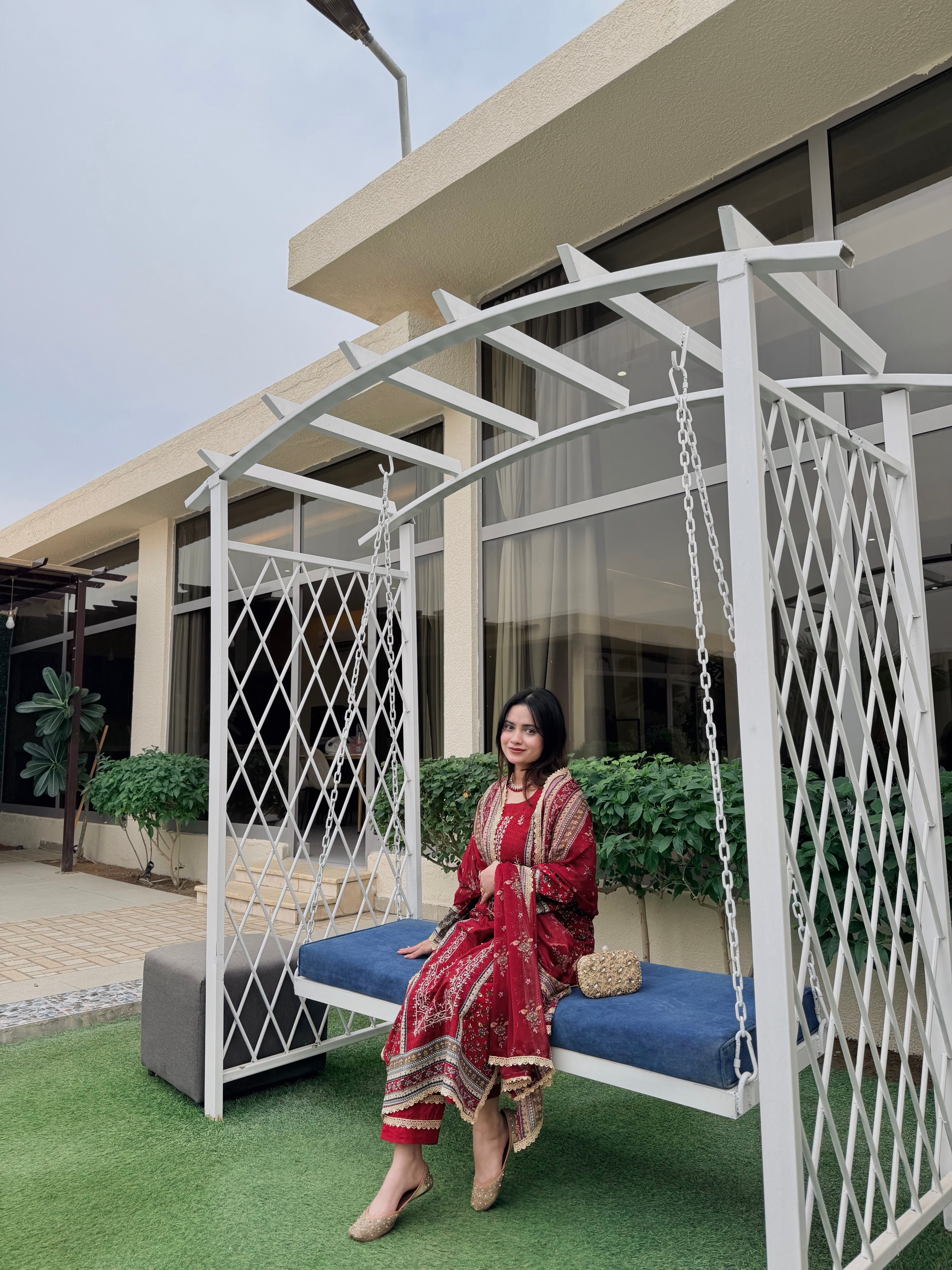 New Red Pakistani Cotton Suit 1368