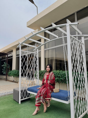 New Red Pakistani Cotton Suit 1368