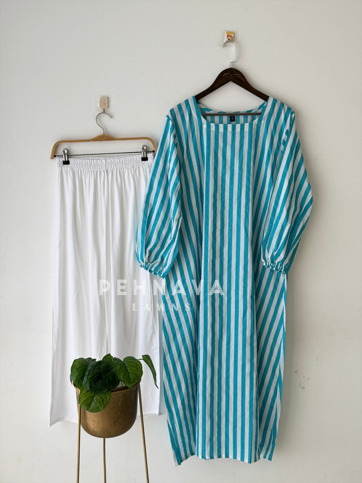 Back Tie-Up Striped Co-ord Set-cw 022