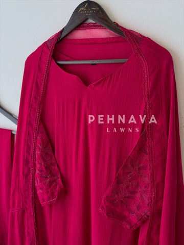 Embroidered Lace Detailed Suit-1001