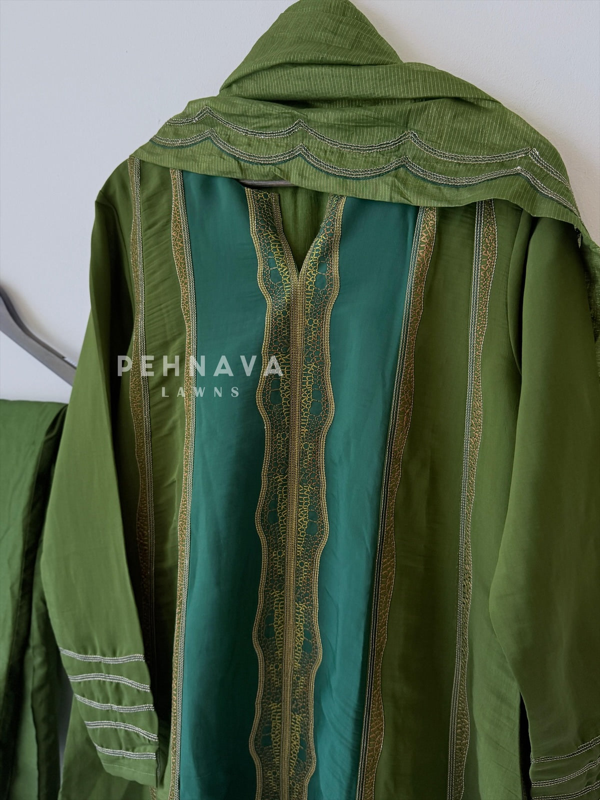 Straight Panel Embroidered Suit