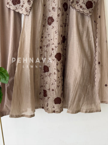 Pleated Yoke Floral Embroidered Ensemble3048