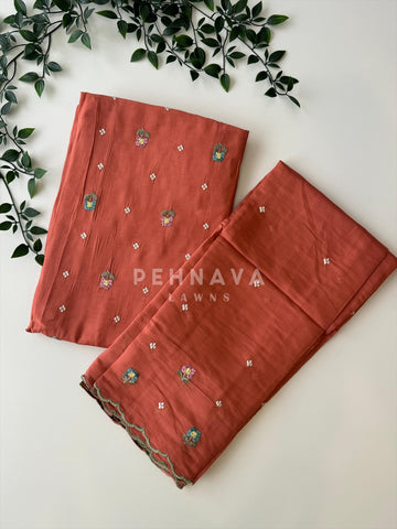 Chanderi Embroidered Suit-12713