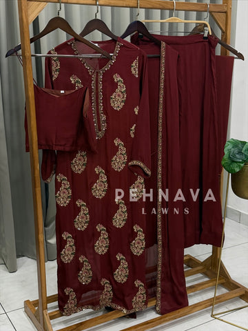 Premium Paisley Embellished Four-Piece Ensemble  1225