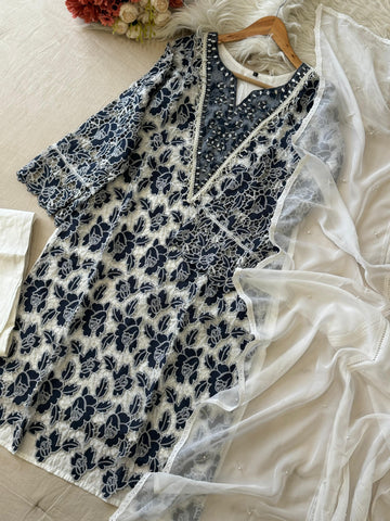 Glamorous Cutwork Suit Ft. Organza Dupata