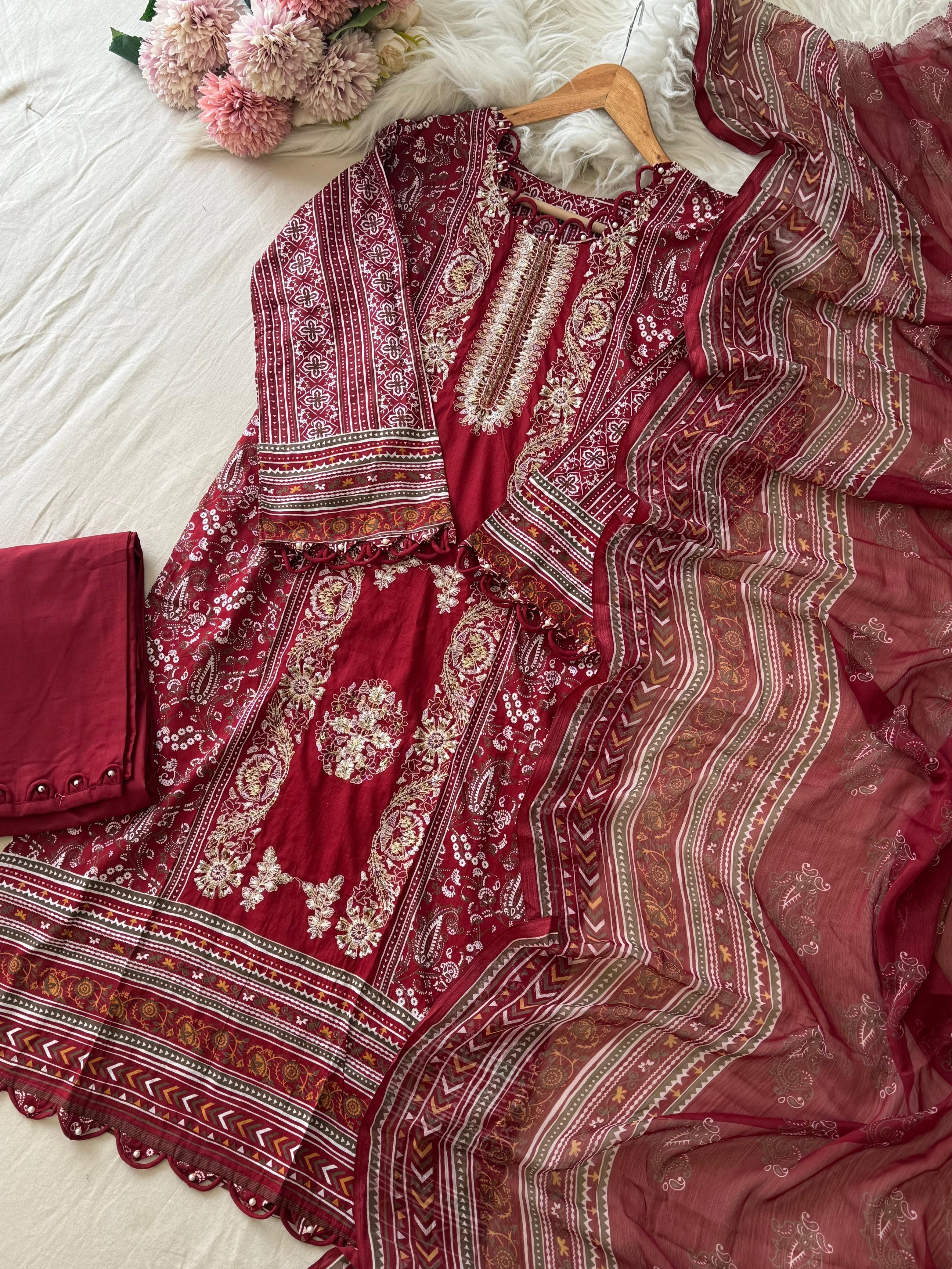 New Blue&Red Pakistani Suit