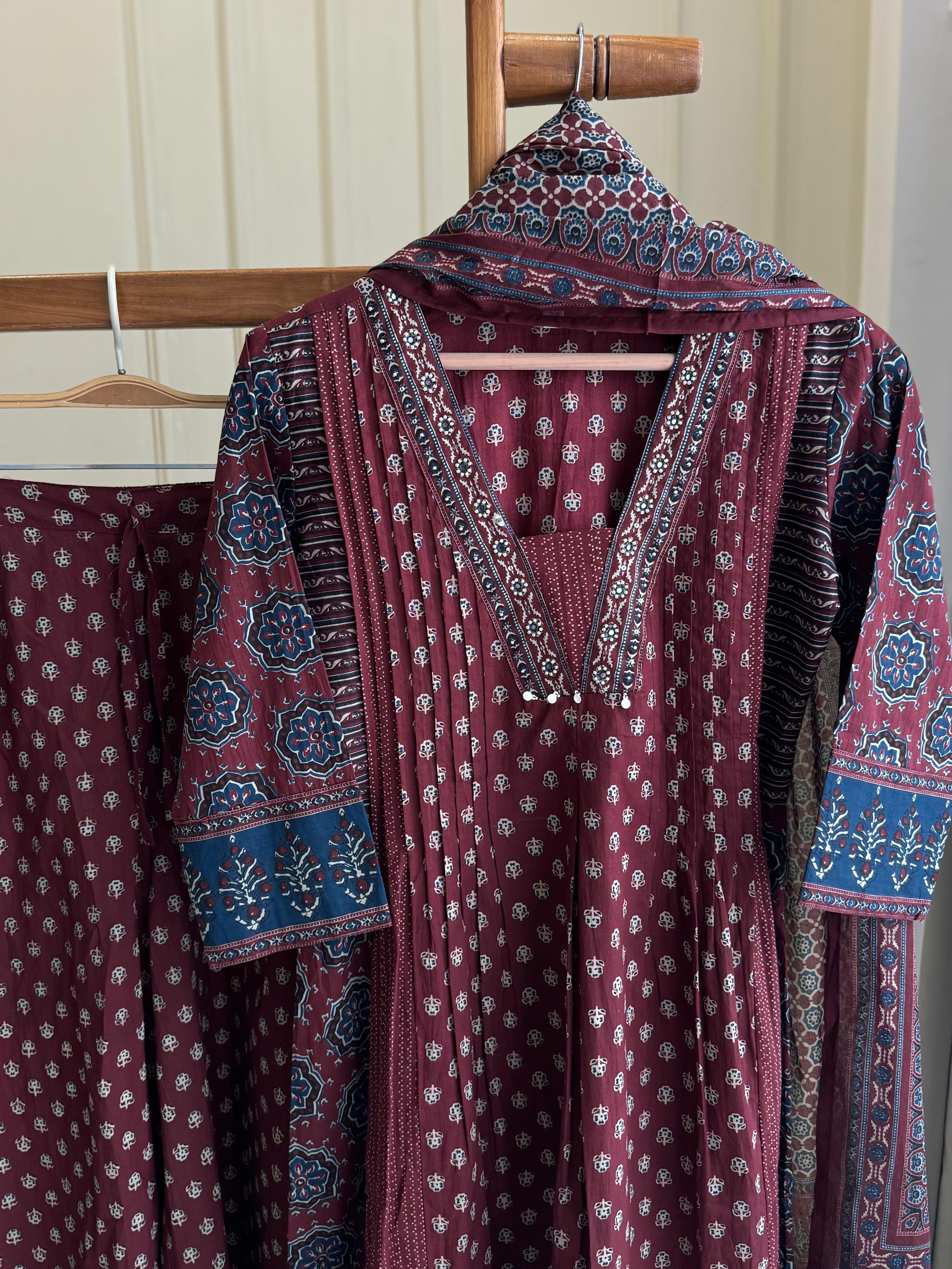 Ajrak Printed Anarkali suit