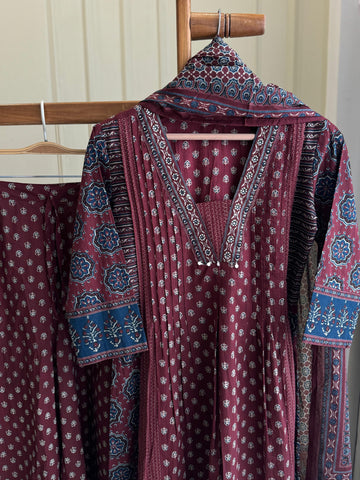 Ajrak Printed Anarkali suit