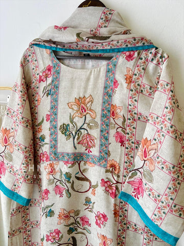Floral Linen Ensemble-13443 - Pehnava Lawns
