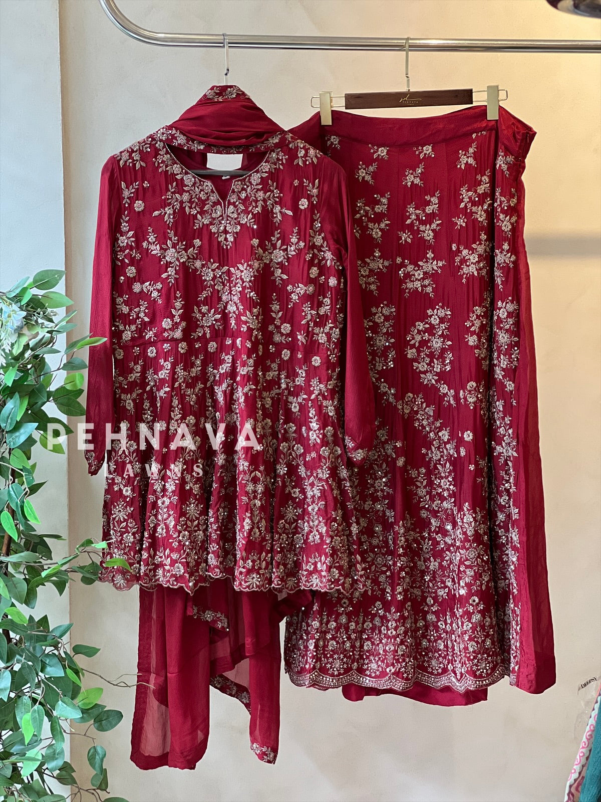 Handworked three piece skirt set