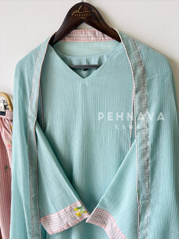 Floral Print Check Ensemble-4346