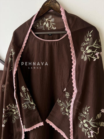 Lace-Trimmed Embroidered Suit-4139 - Pehnava Lawns